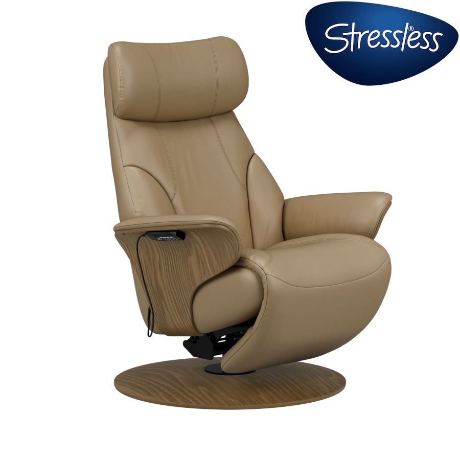 As Shown: Baltick Mole Leather + Smoke Oak Stain Arm & Base