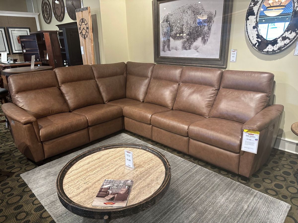 Power Solutions Leather Sectional w/ Power Recliner Headrest and Lumbar : furniture
